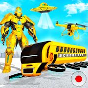Скачать бесплатно Flying School Bus Robot: Hero Robot Games [Мод открытые покупки] 26 - RU apk на Андроид