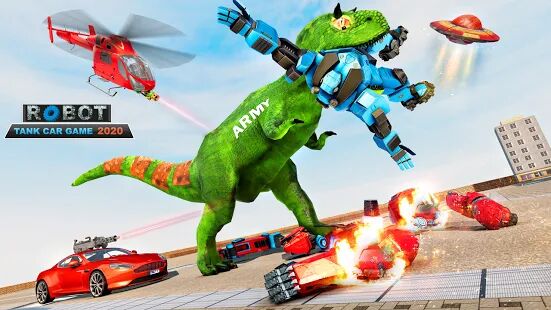 Скачать бесплатно Tank robot car game - Дино робот игры [Мод открытые уровни] 1.1.3 - Русская версия apk на Андроид