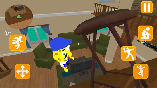 Скачать бесплатно Neighbor Sponge. Scary Secret 3D [Мод открытые уровни] 1.4 - RUS apk на Андроид