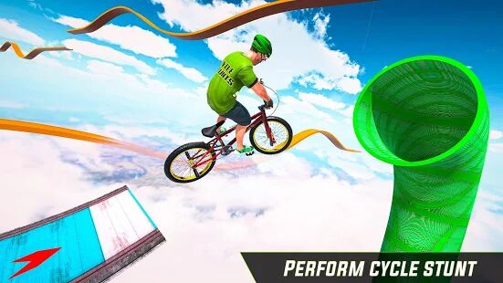 Скачать бесплатно BMX Cycle Stunt Game - Mega Ramp Bicycle Racing [Мод много денег] 3.1 - RU apk на Андроид