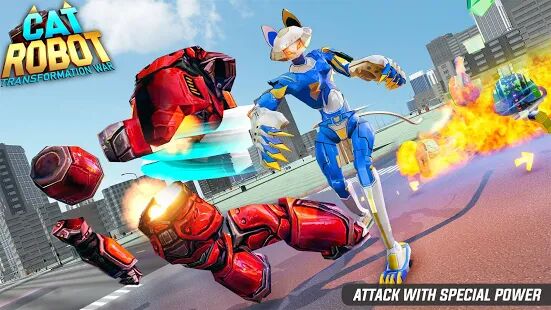 Скачать бесплатно Cat Robot Transform Wars: Multi Robot Games [Мод много денег] 1.4 - RUS apk на Андроид