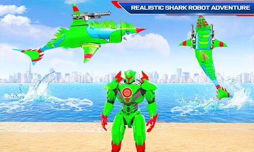 Скачать бесплатно Robot Shark Attack: Transform Robot Shark Games [Мод открытые покупки] 31 - RU apk на Андроид