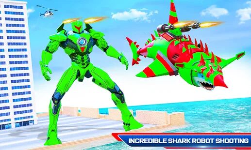 Скачать бесплатно Robot Shark Attack: Transform Robot Shark Games [Мод открытые покупки] 31 - RU apk на Андроид