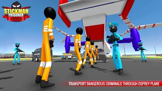 Скачать бесплатно US Police Stickman Criminal Plane Transporter Game [Мод безлимитные монеты] 4.7 - Русская версия apk на Андроид