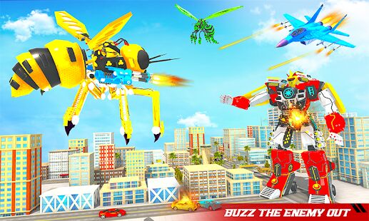 Скачать бесплатно Flying Bee Robot Car Transforming Game: Robot Game [Мод много денег] 10 - RUS apk на Андроид