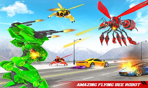 Скачать бесплатно Flying Bee Robot Car Transforming Game: Robot Game [Мод много денег] 10 - RUS apk на Андроид