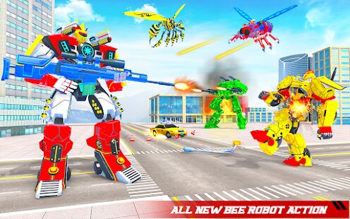 Скачать бесплатно Flying Bee Robot Car Transforming Game: Robot Game [Мод много денег] 10 - RUS apk на Андроид