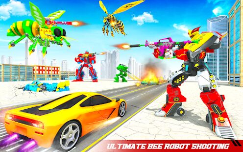 Скачать бесплатно Flying Bee Robot Car Transforming Game: Robot Game [Мод много денег] 10 - RUS apk на Андроид