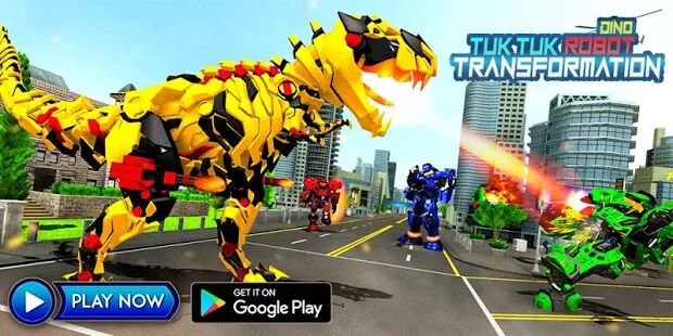 Скачать бесплатно Tuk Tuk Auto Rickshaw Transform Dinosaur Robot [Мод открытые покупки] 2.4 - Русская версия apk на Андроид