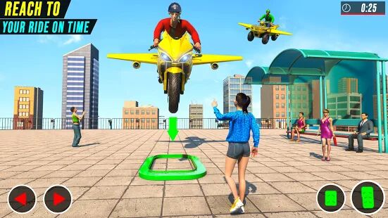 Скачать бесплатно Real Flying Bike Taxi Simulator: Bike Driving Game [Мод много монет] 4.8 - Русская версия apk на Андроид