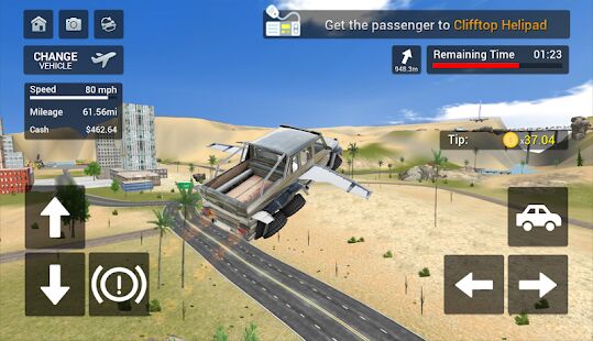 Скачать бесплатно Flying Car Transport Simulator [Мод безлимитные монеты] 1.26 - RUS apk на Андроид