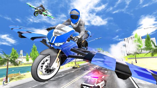 Скачать бесплатно Flying Motorbike Simulator [Мод много монет] 1.21 - Русская версия apk на Андроид