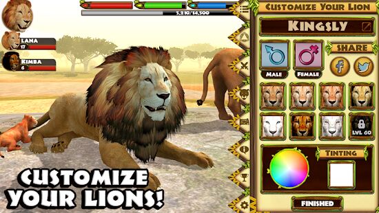 Скачать бесплатно Ultimate Lion Simulator [Мод безлимитные монеты] Зависит от устройства - Русская версия apk на Андроид