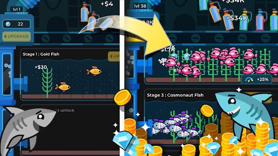 Скачать бесплатно Idle Fish Aquarium [Мод открытые покупки] 1.7.9 - Русская версия apk на Андроид