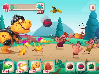 Скачать бесплатно Dino Bash [Мод открытые покупки] 1.4.3 - Русская версия apk на Андроид