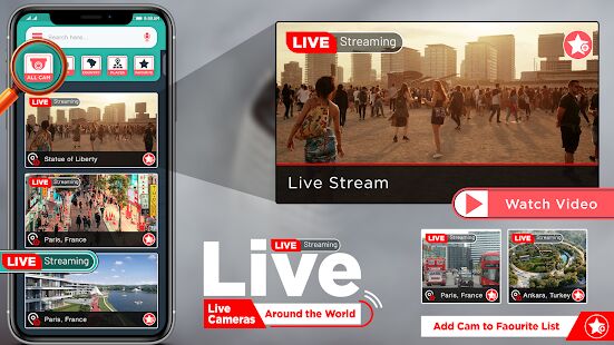 Скачать бесплатно Live Cam - Живая земля Посмотреть в HD [Полная] 2.6 - RUS apk на Андроид